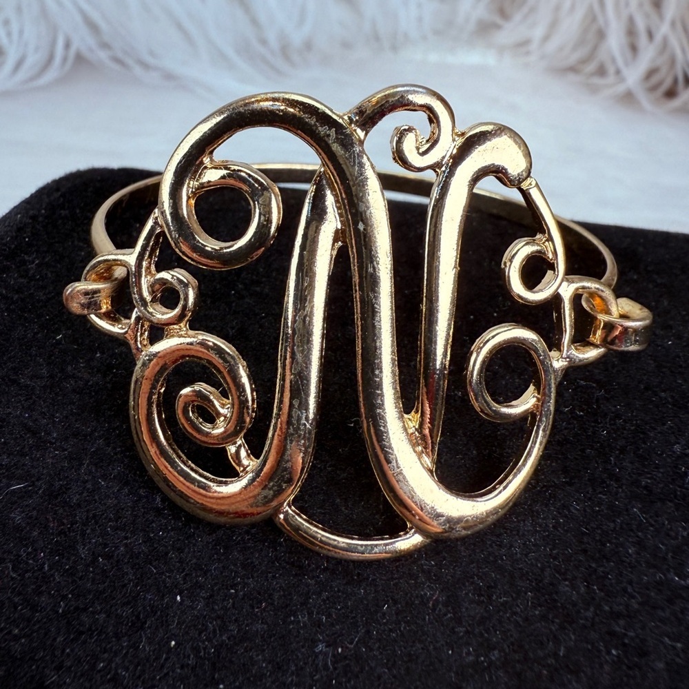 Goldtone monogram N Initial Swirl Bracelet